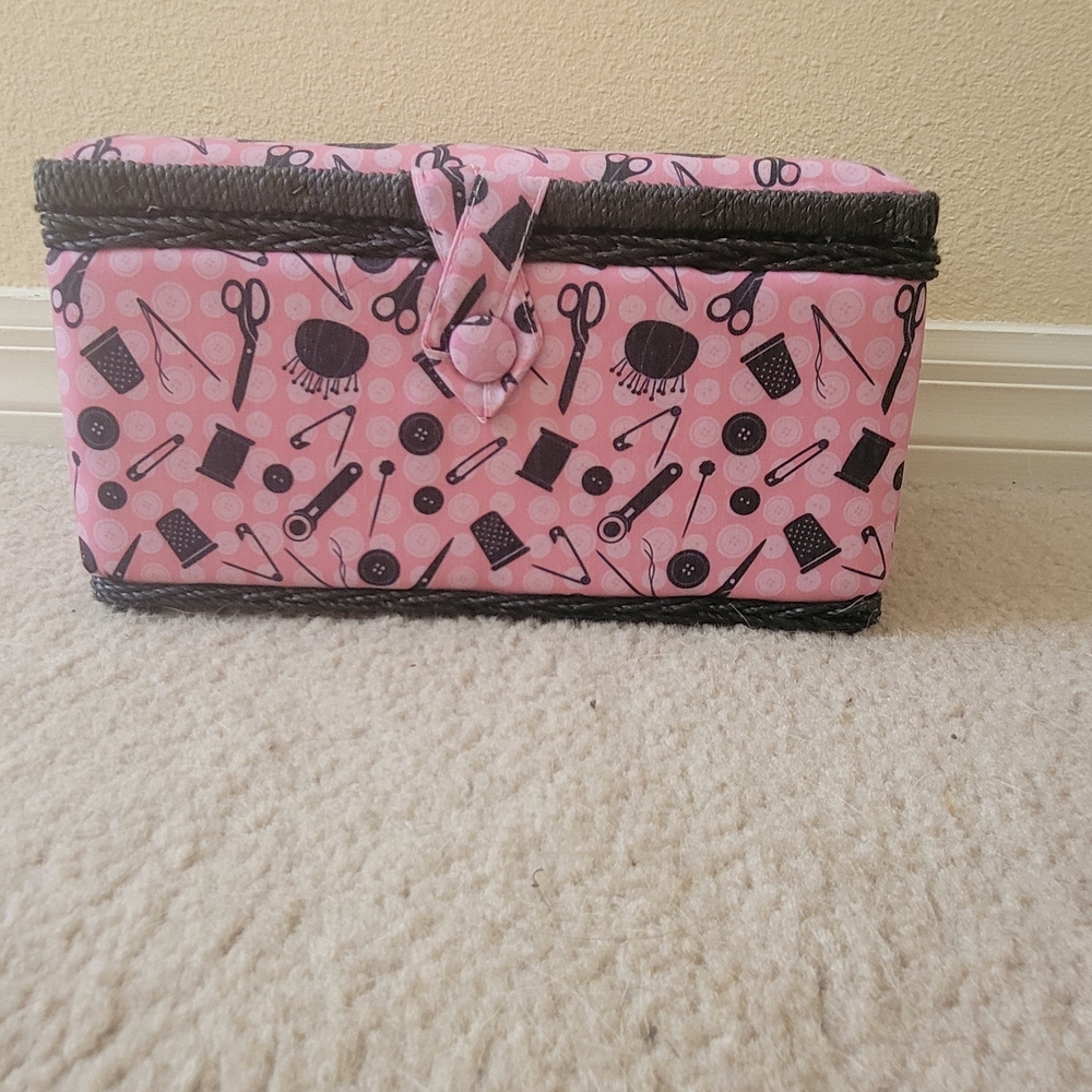 Pink Sewing Notions Storage Box